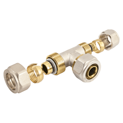 Photo of Bonfix Alu-compression brass fitting Tee reduced 20mm x 16mm x 16mm FFF