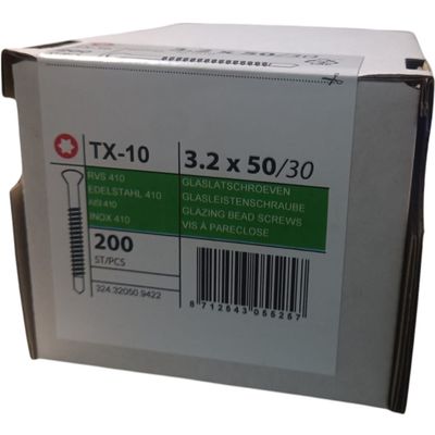 Glaslatschroeven rvs zelfborend 3.2 x 50 - 200 stuks Foto van Glaslatschroeven rvs zelfborend 3.2 x 50 - 200 stuks