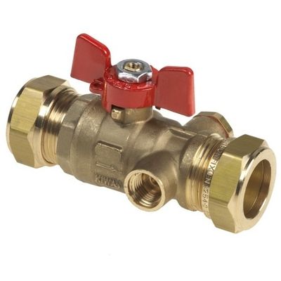 Photo of BONFIX brass compression ball valve with butterfly knob and tap 22mm FF