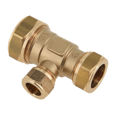 Foto van BONFIX messing knelfitting T-stuk verlopend 28mm x 15mm x 22mm FFF
