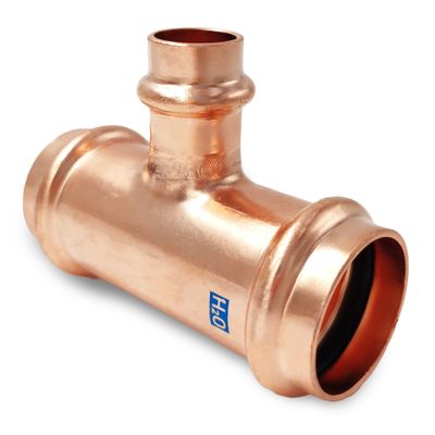 Foto van AesPRES Uniko koper persfitting T-stuk verlopend 22mm x 12mm x 22mm
