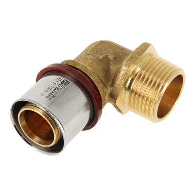 Foto van BONFIX Alu-pers - messing perskoppeling - bocht / knie met buitendraad 32mm x 1inch