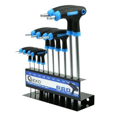 Foto van Torx Schroevendraaier Set T9–T50 – Ergonomisch – Met Wandhouder (10-delig) - GEKO