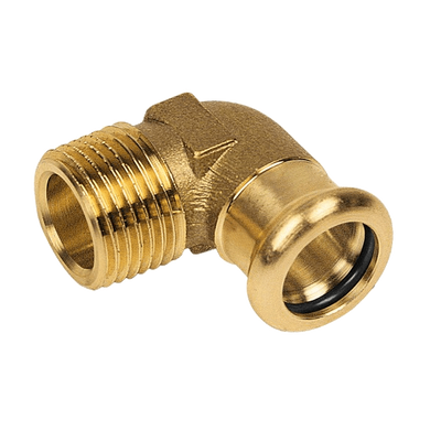 Photo of BONFIX press fitting red copper elbow 90 degrees male thread 15mm x 3/8inch FR