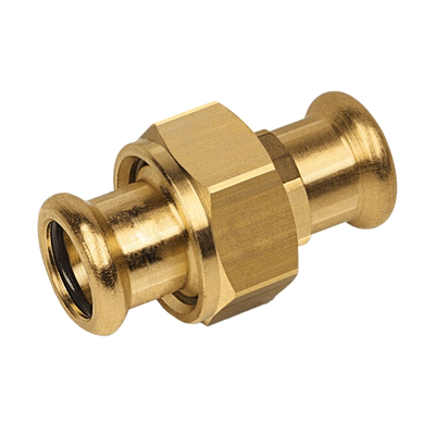 Photo of BONFIX press fitting red copper 3-piece coupling 15mm FF