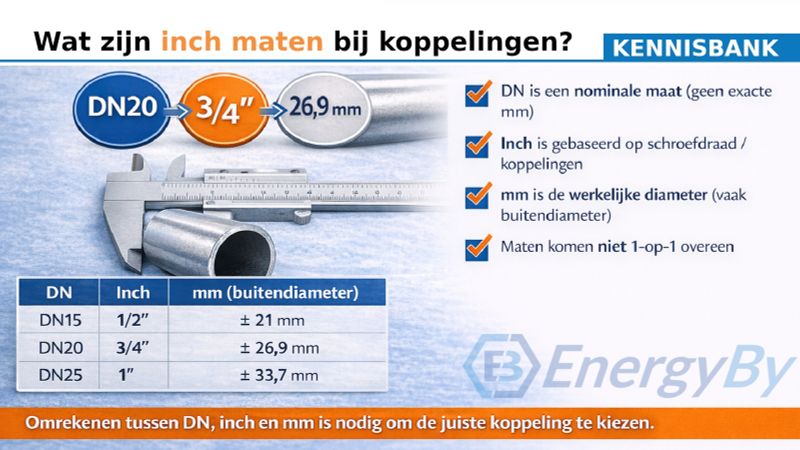 DN, inch en mm omrekenen (overzicht en tabel)