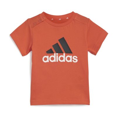 Foto van Adidas Essentials Logo T-shirt en Short Set Little Infants Bright Red Black