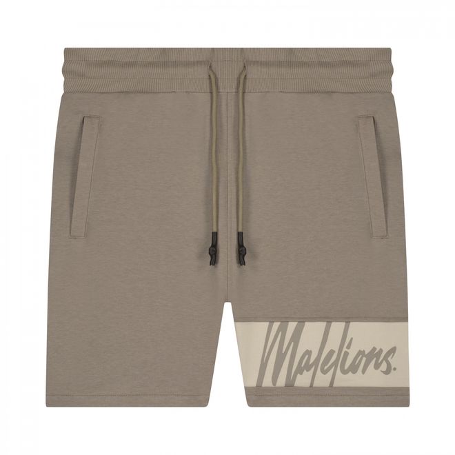 Afbeelding van Malelions Men Captain T-Shirt + Short Set Taupe