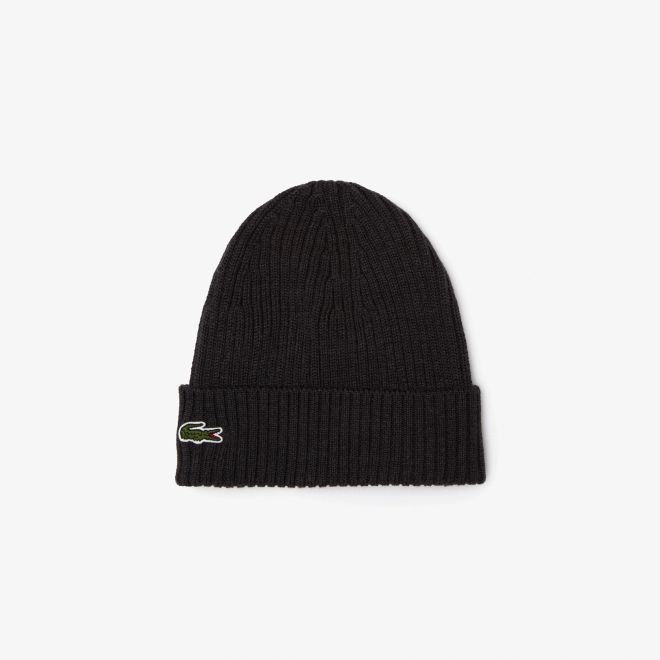 Afbeelding van Lacoste Uniseks Muts Geribbelde Wol Grijs EL6