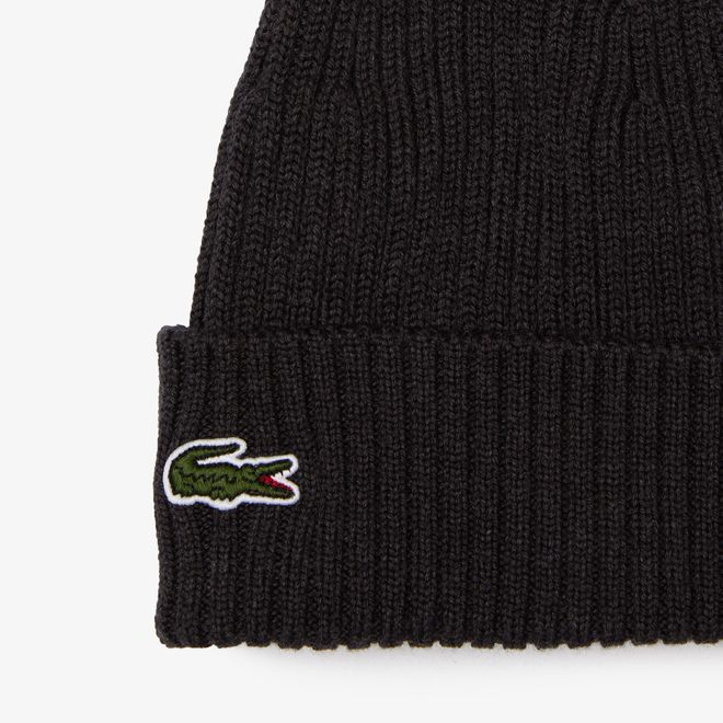 Afbeelding van Lacoste Uniseks Muts Geribbelde Wol Grijs EL6