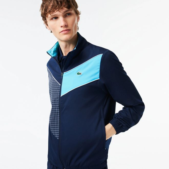 Afbeelding van Lacoste Trainingspak Stretchstof Colorblock Navy Blue White