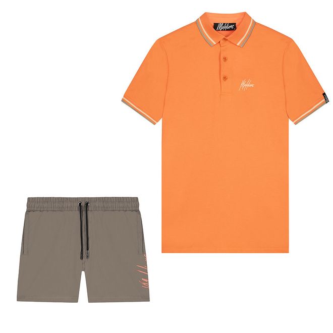 Afbeelding van Malelions Men Signature Polo Set Soft Peach Taupe