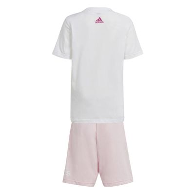 Foto van Adidas Essentials Logo T-shirt en Short Set Little Kids White Pink