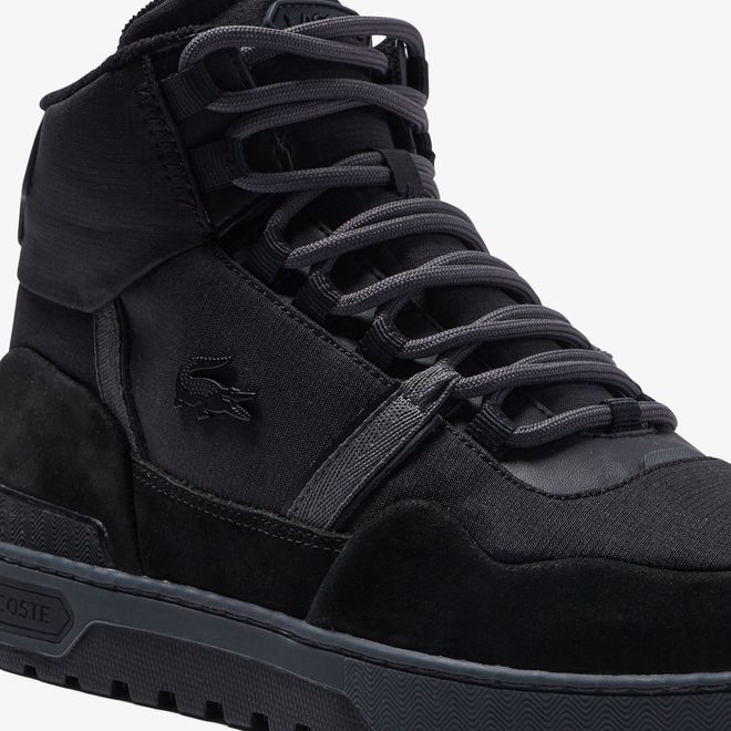 Afbeelding van Lacoste T-Clip Winter Mid-sneakers van textiel en leer Black