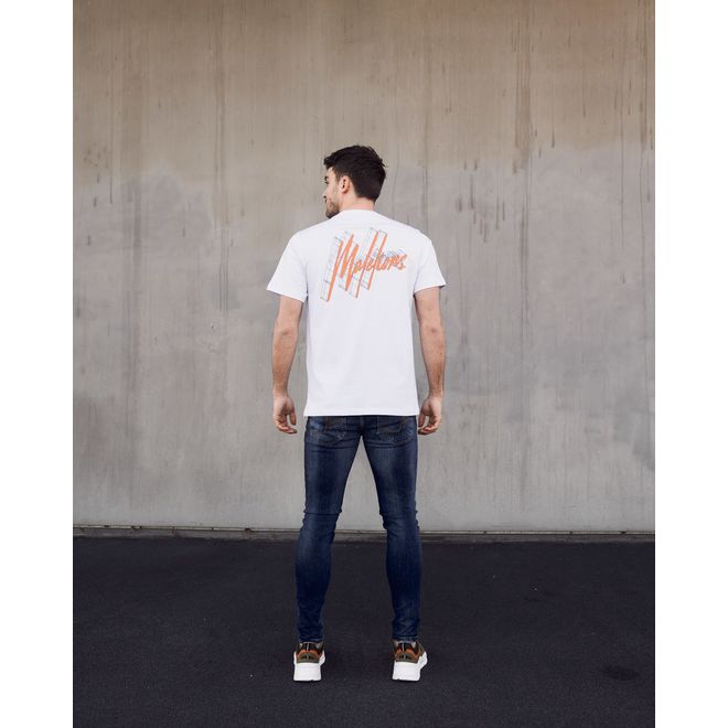 Afbeelding van Malelions Men 3D Graphic T-Shirt White Orange