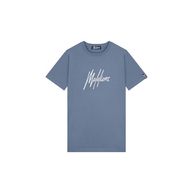 Afbeelding van Malelions Men Essentials T-Shirt Stone Blue White