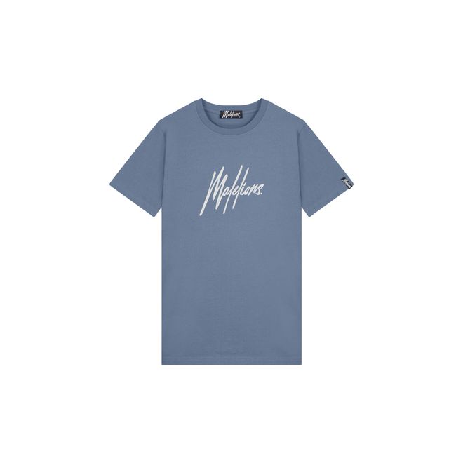 Afbeelding van Malelions Men Essentials T-Shirt Stone Blue White