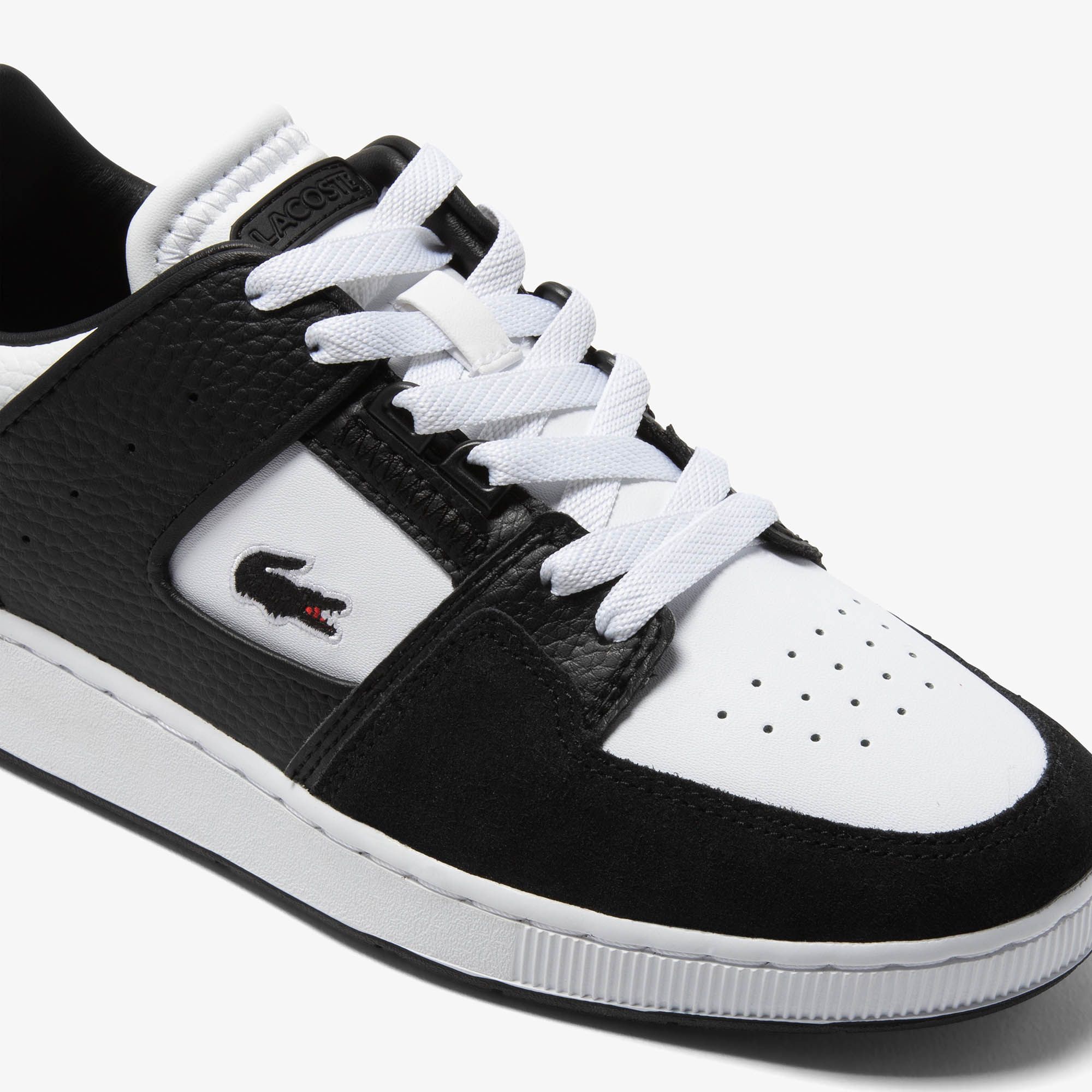 Lacoste Court Cage Eyelet Leather Sneakers White Black