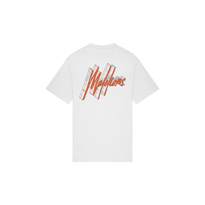 Afbeelding van Malelions Men 3D Graphic T-Shirt White Orange