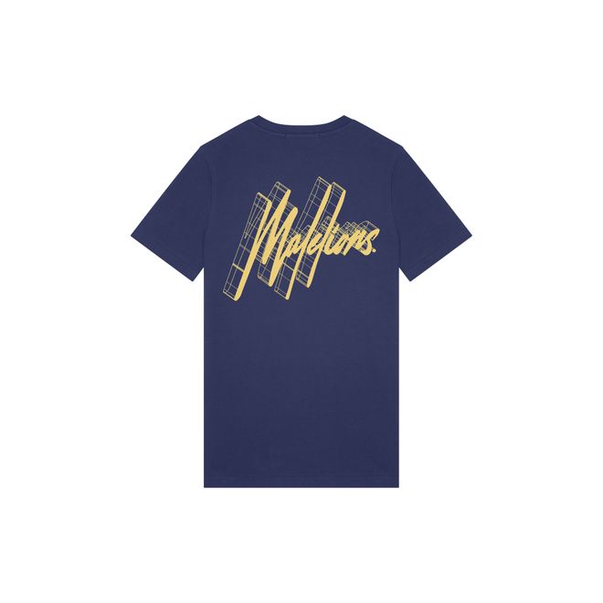 Afbeelding van Malelions Men 3D Graphic T-Shirt Navy Gold