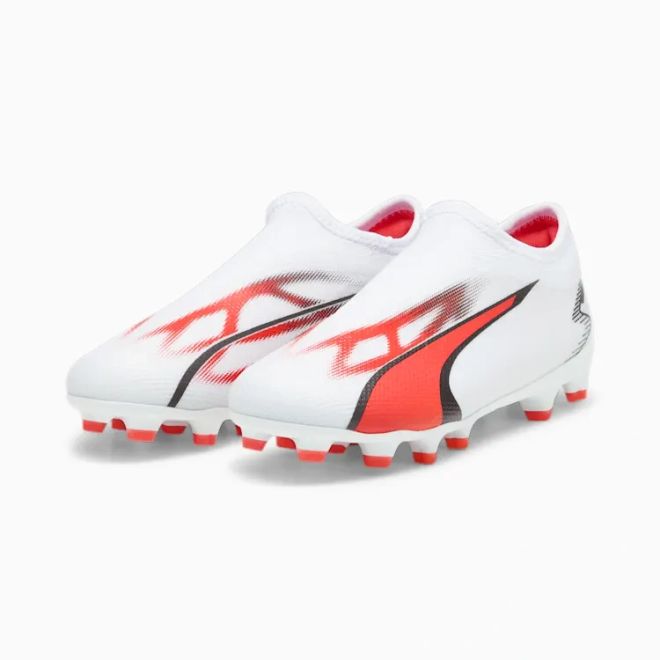 Afbeelding van Puma Ultra Match LL FG Voetbalschoenen Kids White Black Fire Orchid