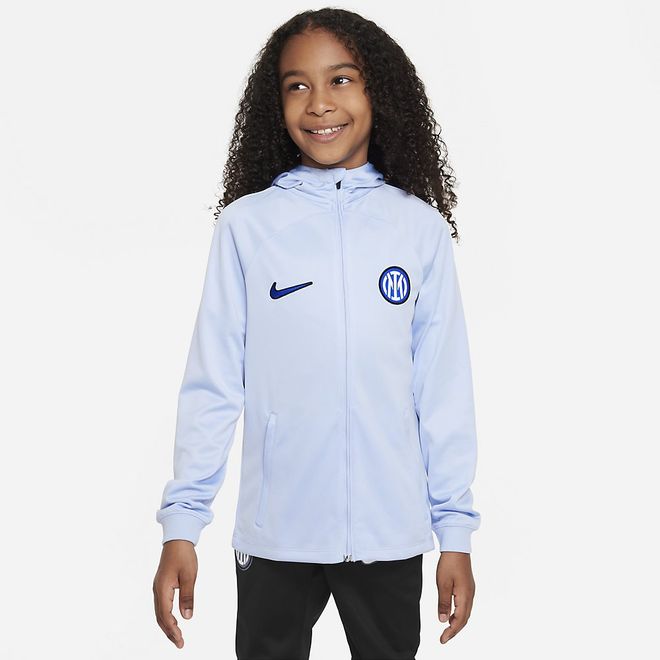 Afbeelding van Inter Milan Strike Nike Dri-FIT Knit Voetbaltrainingspak met Capuchon Kids Light Marine