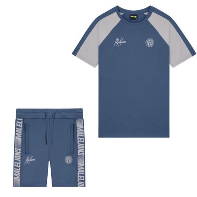 Foto van Malelions Sport Striker T-Shirt + Short Set Navy Grey