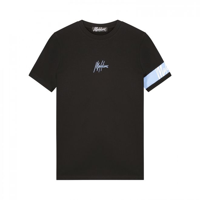 Afbeelding van Malelions Men Captain T-Shirt + Short Set Black/Vista Blue