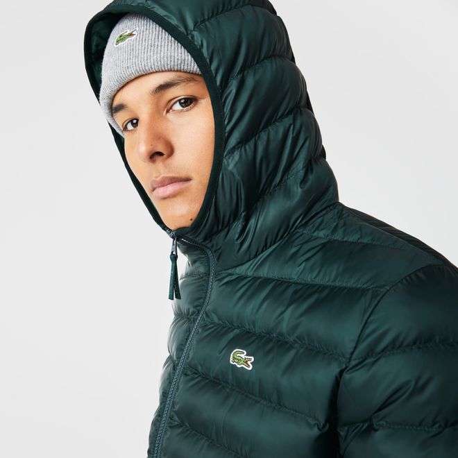 Afbeelding van Lacoste kort jack heren gewatteerd met capuchon Groen