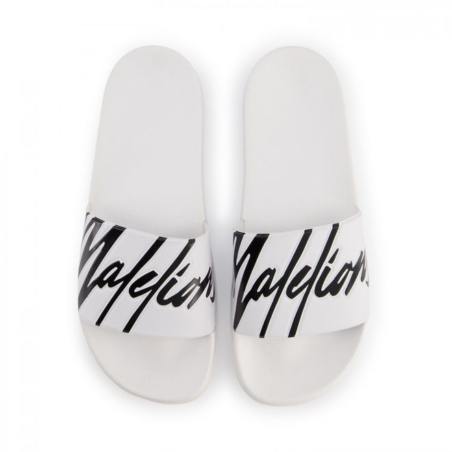 Afbeelding van Malelions Men Signature Slides White Black
