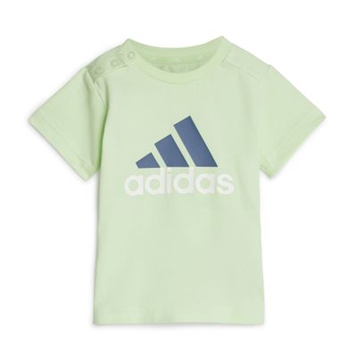 Foto van Adidas Essentials Logo T-shirt en Short Set Little Infants Semi Green Spark Preloved Ink