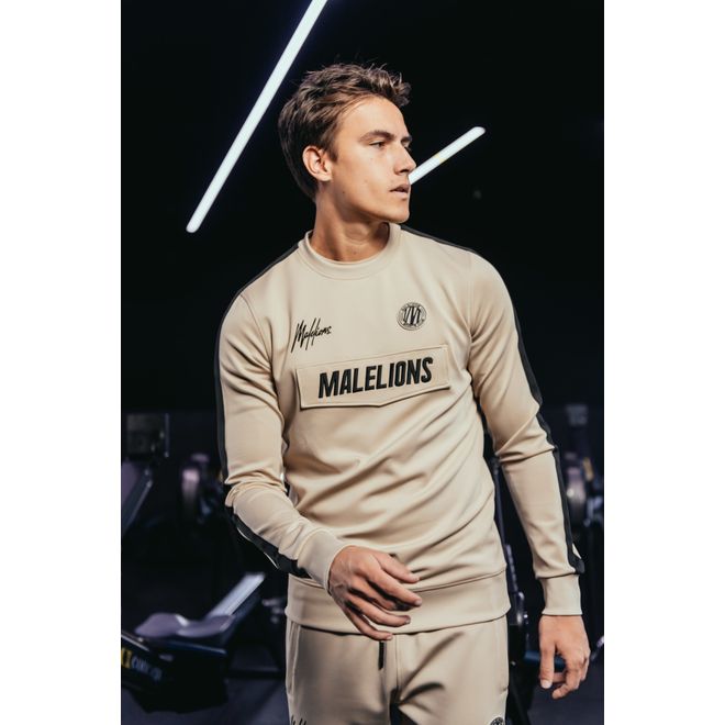 Afbeelding van Malelions Sport Academy Crewneck Sand Black