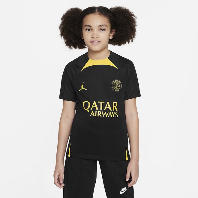 Afbeelding van Paris Saint-Germain Strike Jordan Dri-FIT Voetbaltrainingshirt Kids Black Tour Yellow