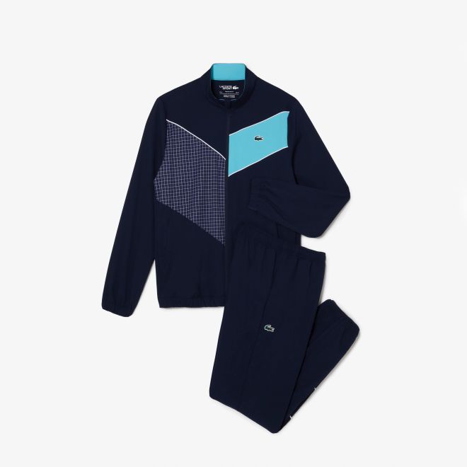 Afbeelding van Lacoste Trainingspak Stretchstof Colorblock Navy Blue White