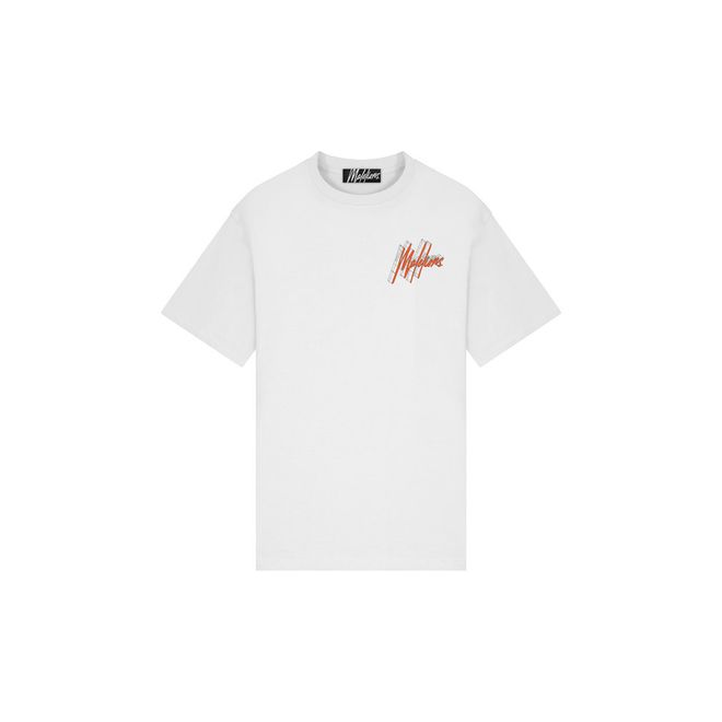 Afbeelding van Malelions Men 3D Graphic T-Shirt White Orange