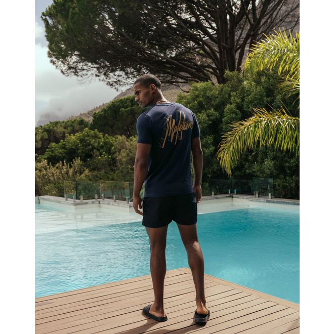 Afbeelding van Malelions Men 3D Graphic T-Shirt Navy Gold