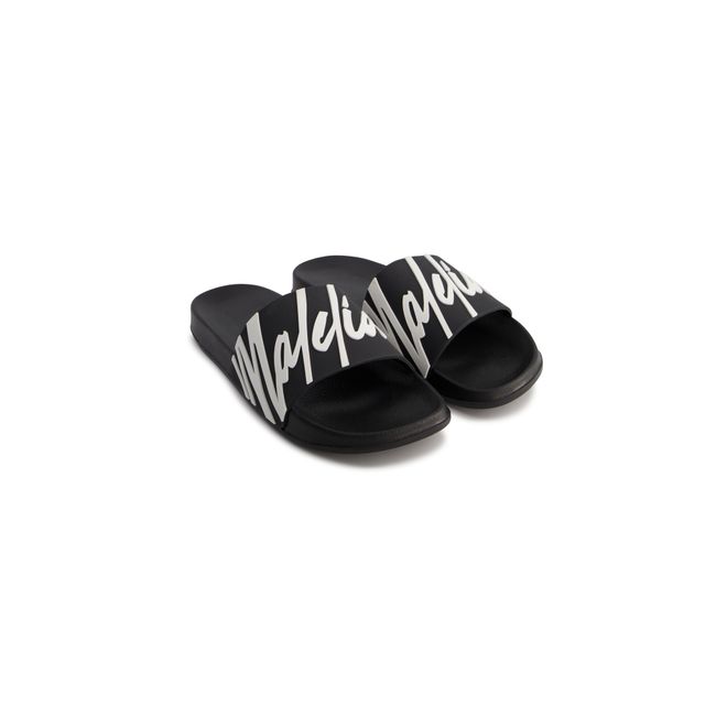 Afbeelding van Malelions Men Signature Slides Black White