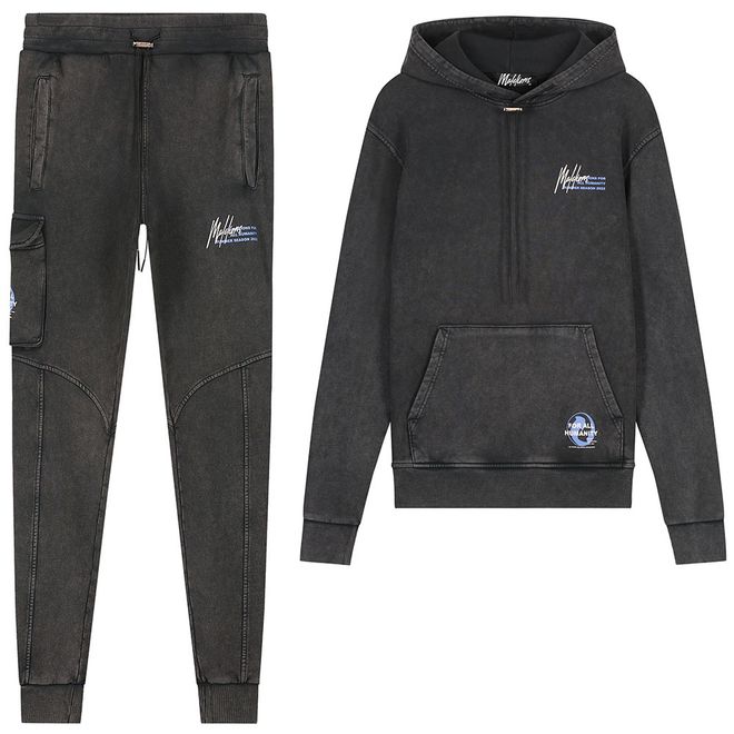 Afbeelding van Malelions Men F.A.H. Hoodie Set Stonewash