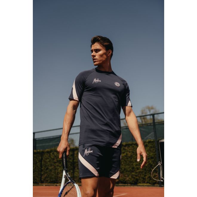 Afbeelding van Malelions Sport Pre-Match T-Shirt + Short Set Pink Navy