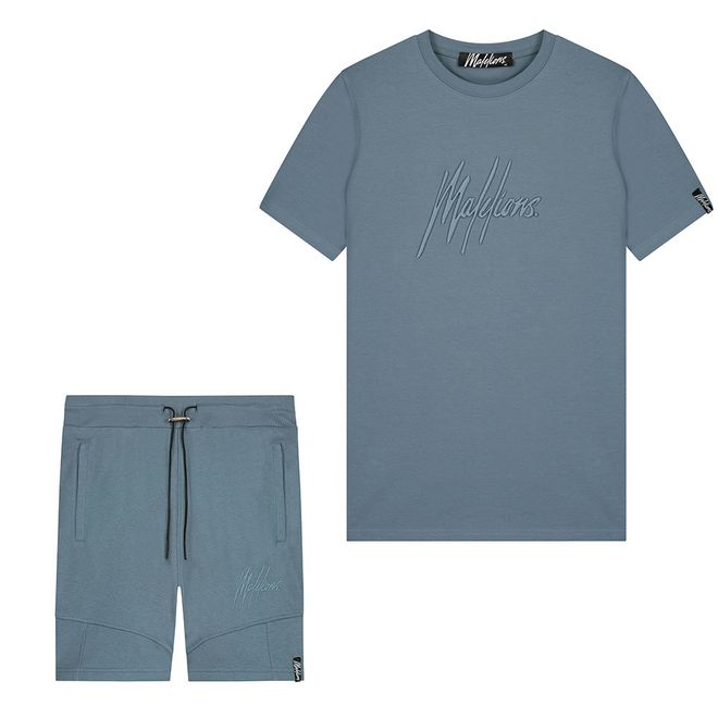 Afbeelding van Malelions Men Essentials T-Shirt + Short Set Vintage Blue