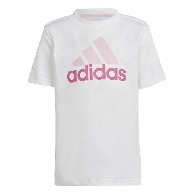 Afbeelding van Adidas Essentials Logo T-shirt en Short Set Little Kids White Pink