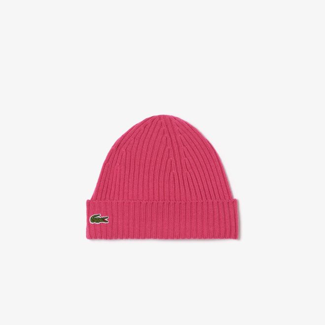 Afbeelding van Lacoste Uniseks Muts Geribbelde Wol Fuchsia Roze • SQI