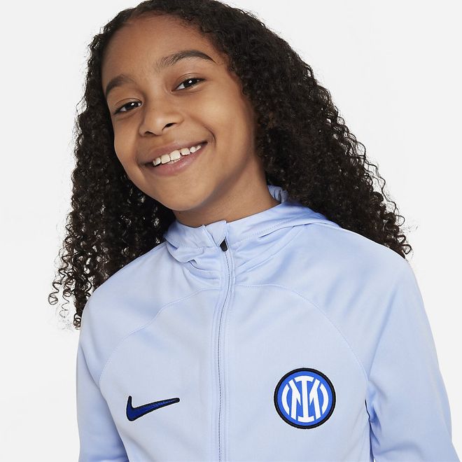 Afbeelding van Inter Milan Strike Nike Dri-FIT Knit Voetbaltrainingspak met Capuchon Kids Light Marine