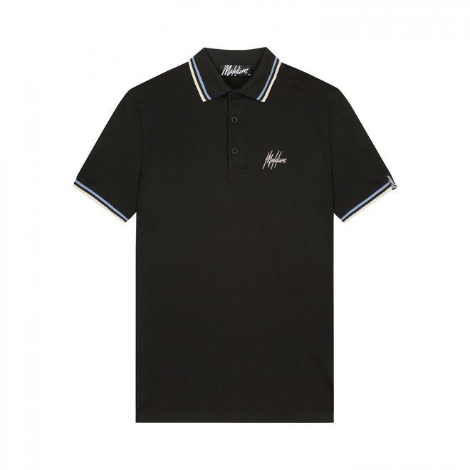 Afbeelding van Malelions Men Signature Polo Set Black Vista Blue