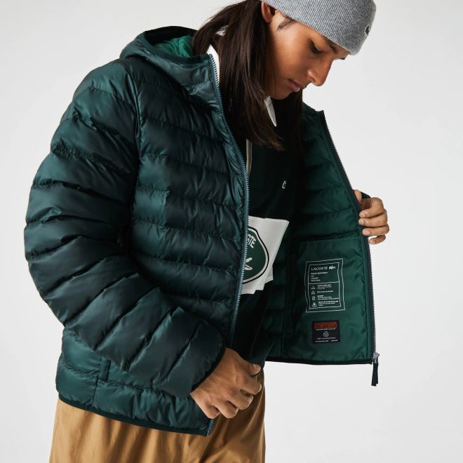 Afbeelding van Lacoste kort jack heren gewatteerd met capuchon Groen