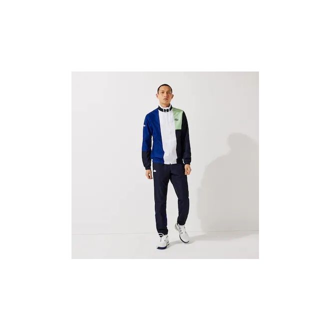 Afbeelding van Lacoste Sport Trainingspak Block White Blue Yellow
