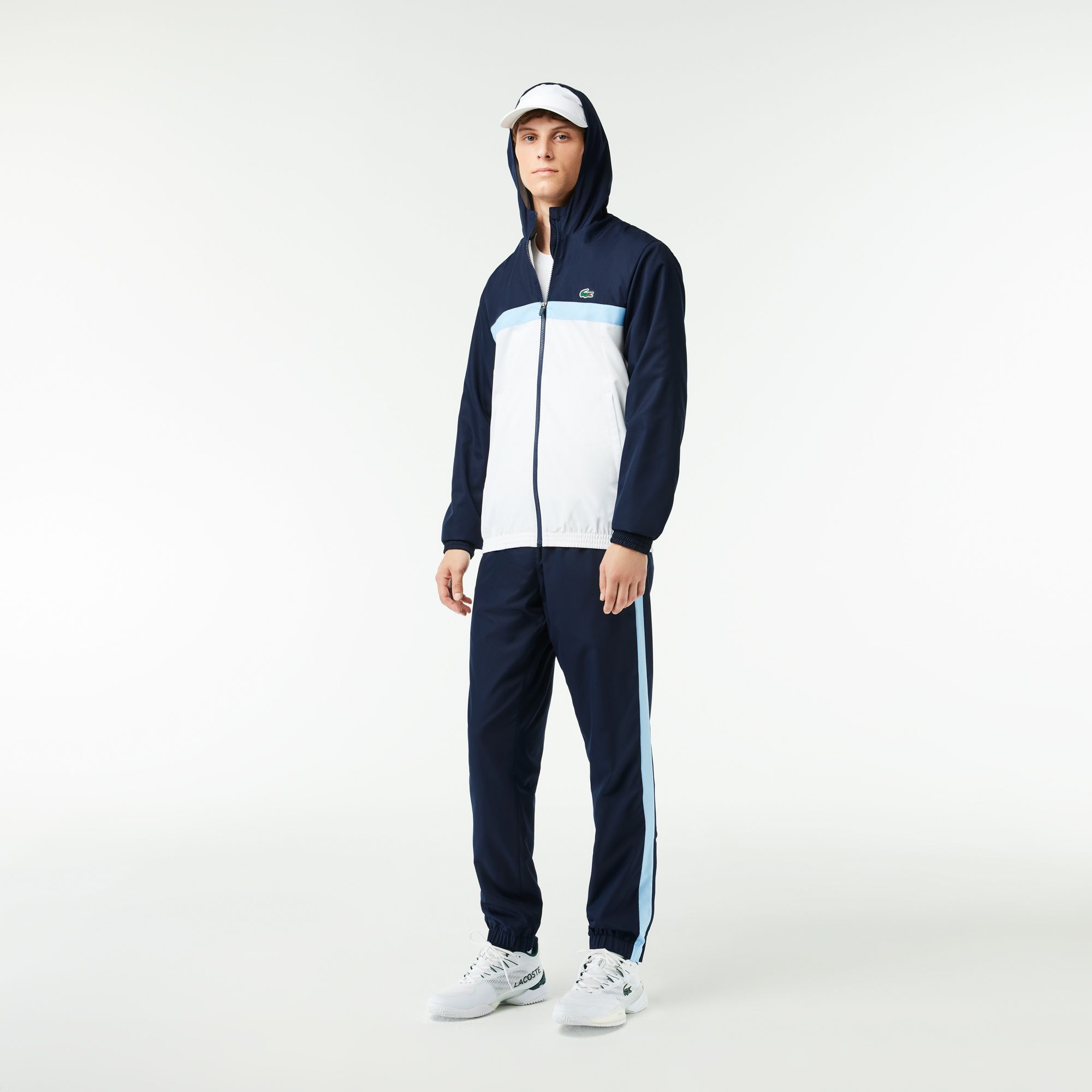 Lacoste trainingspak blauw online wit