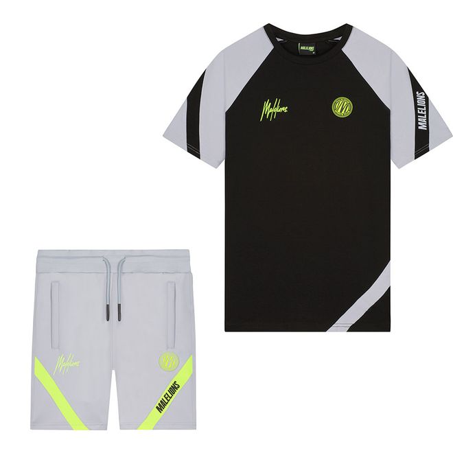 Afbeelding van Malelions Sport Pre-Match T-Shirt + Short Set Black Grey