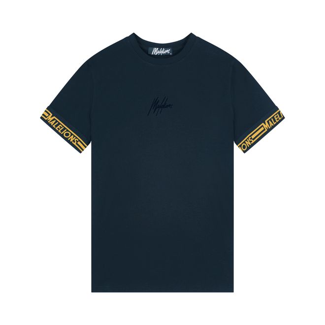Afbeelding van Malelions Men Venetian T-Shirt + Short Set Navy Gold