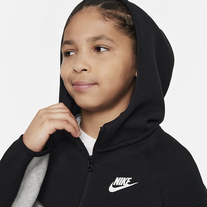 Afbeelding van Nike Sportswear Tech Fleece Hoodie Kids Black Dark Grey Heather